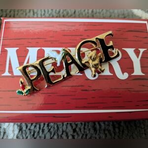 Vintage Christmas Peace Brooch